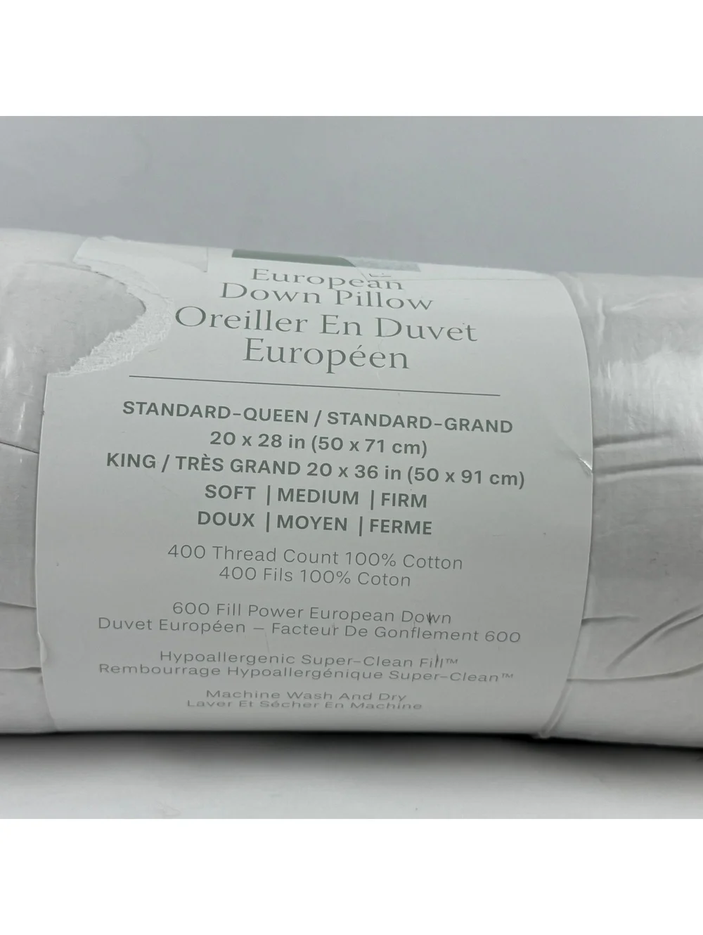 Downlite Hotel Collection European Down Pillow King Size